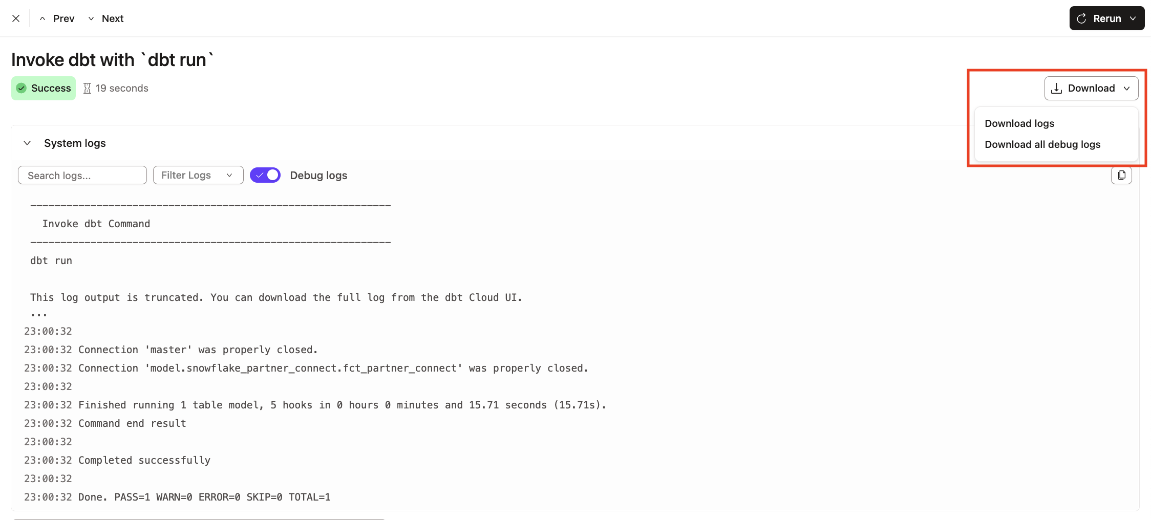 Download logs